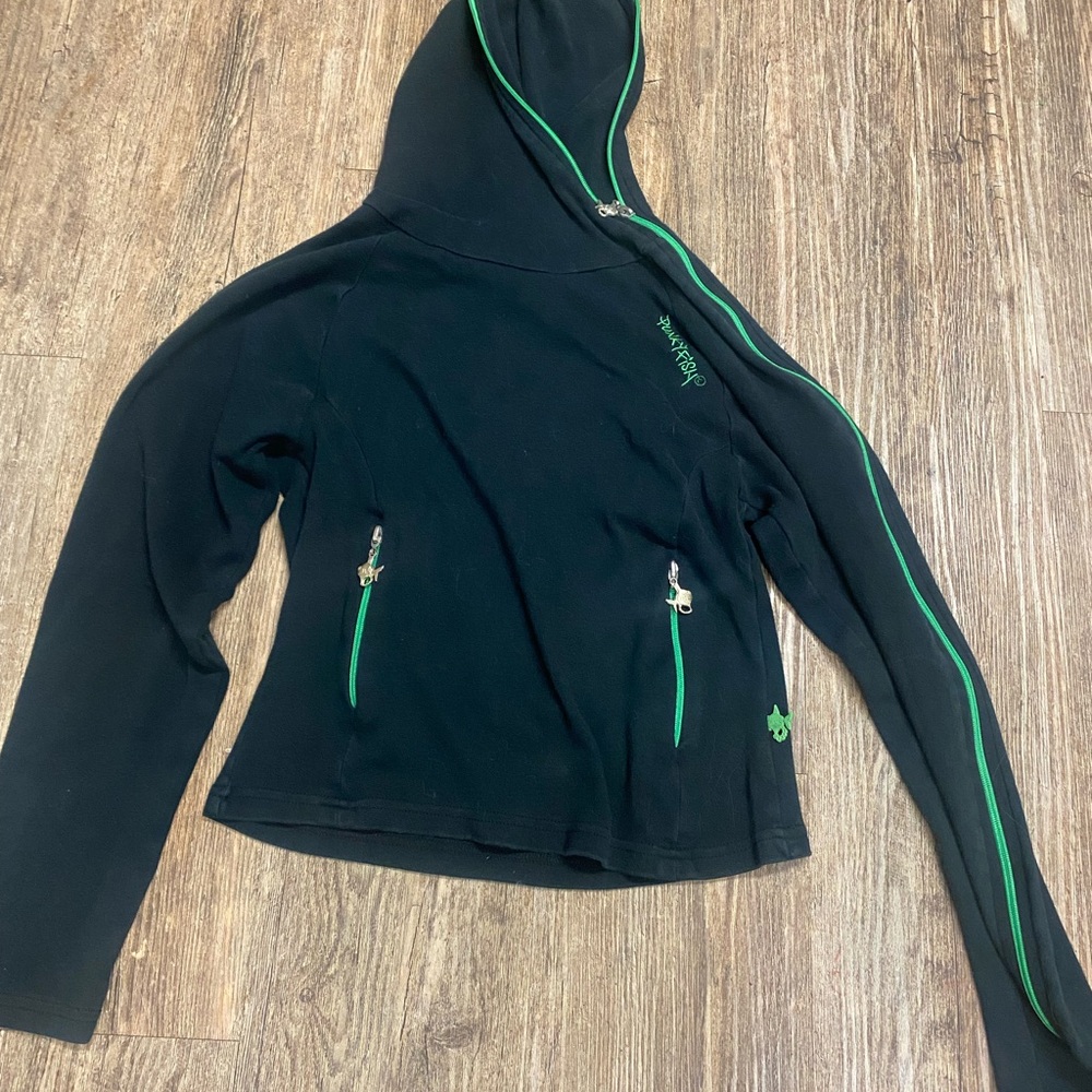 Women's Black and Green Hoodie